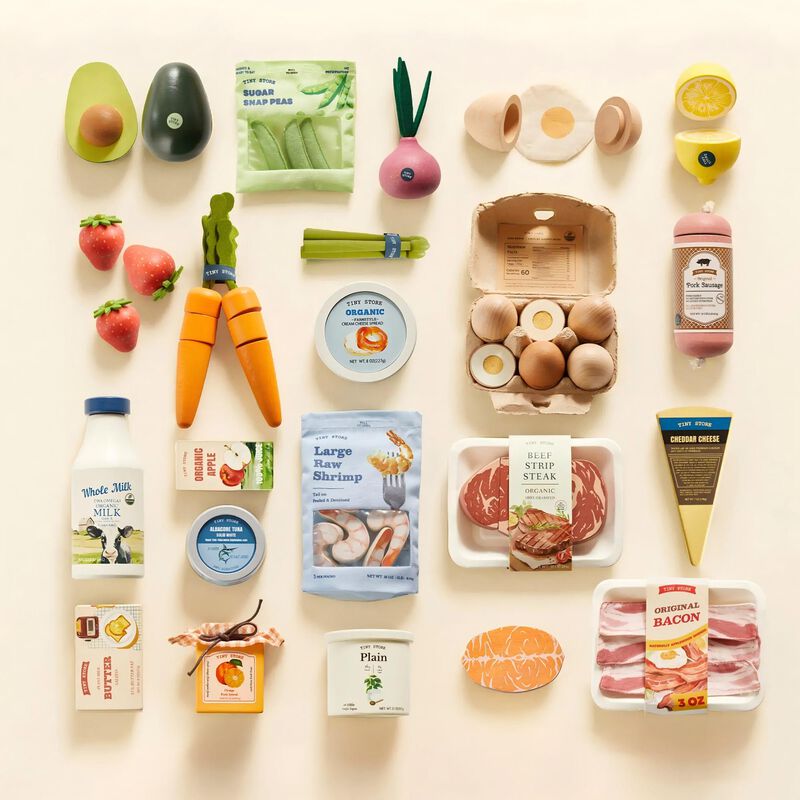 Wooden Play Food for Kids Kitchen, Pretend Food Set Toy - 4 Themed Sets, Play Kitchen Accessories, Montessori Toy image number 0