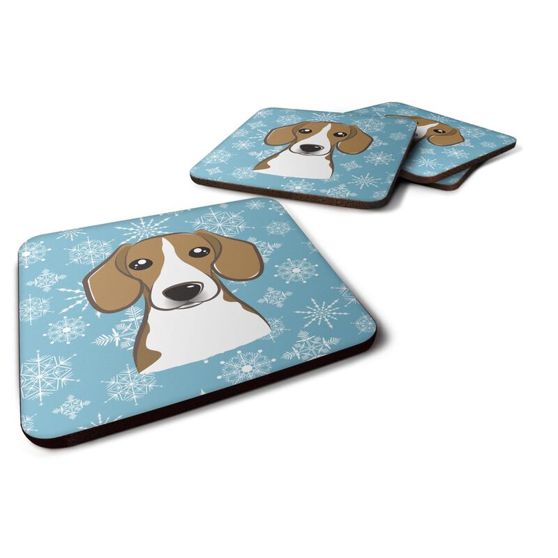 Caroline's Treasures BB1673FC Snowflake Beagle Foam Coasters (Set of 4), 3.5, Multicolor