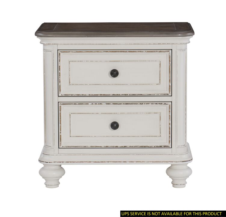 Streamdale Antique Nightstand in White and Gray