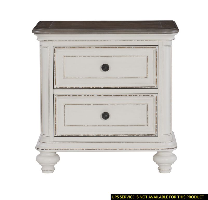Streamdale Antique Nightstand in White and Gray