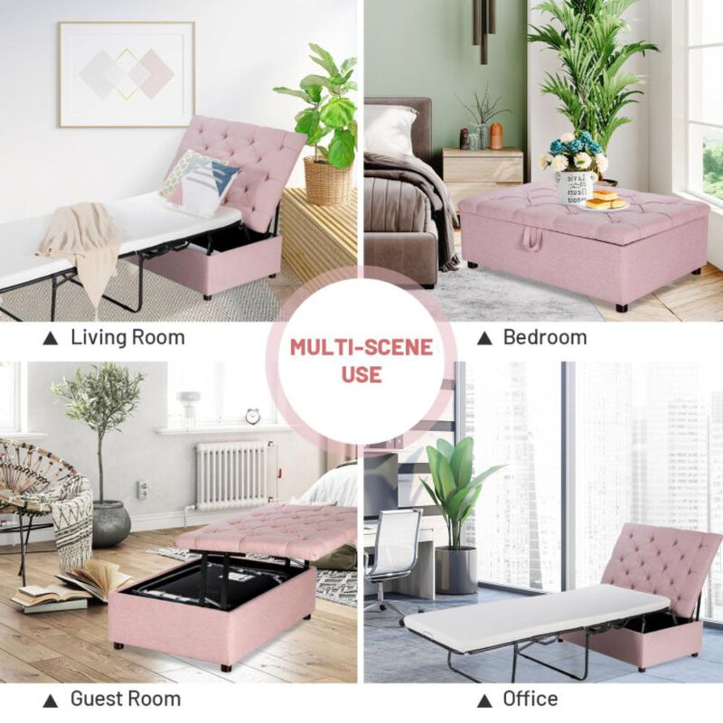 Hivvago Folding Ottoman Sleeper Bed with Mattress for Guest Bed and Office Nap