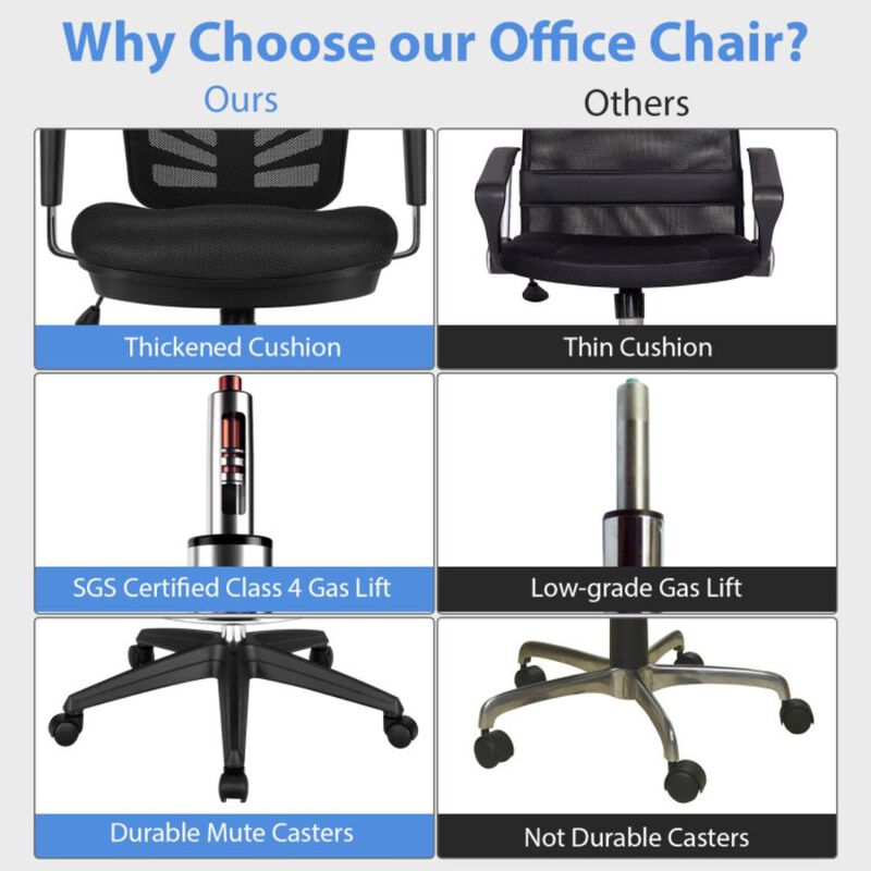 Hivvago Mesh Drafting Chair Office Chair with Adjustable Armrests and Foot-Ring