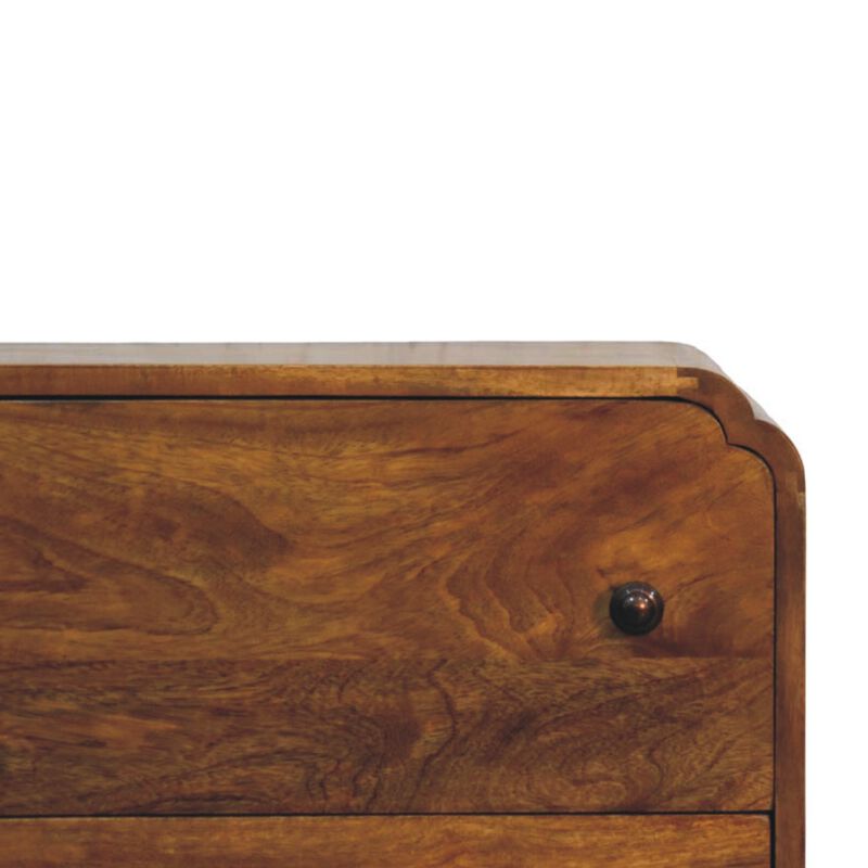 Artisan Furniture Solid Wood Scalloped Edge Chest, 3 Drawers, Brown image number 3