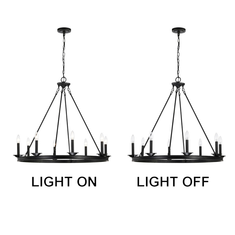 Ester Antique Black 8-Light Metal Round Chandelier image number 8