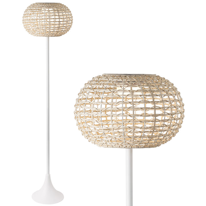 Jaemin 58" Modern Coastal Faux Rattan Integrated Indoor/Outdoor LED Solar Powered Floor Lamp