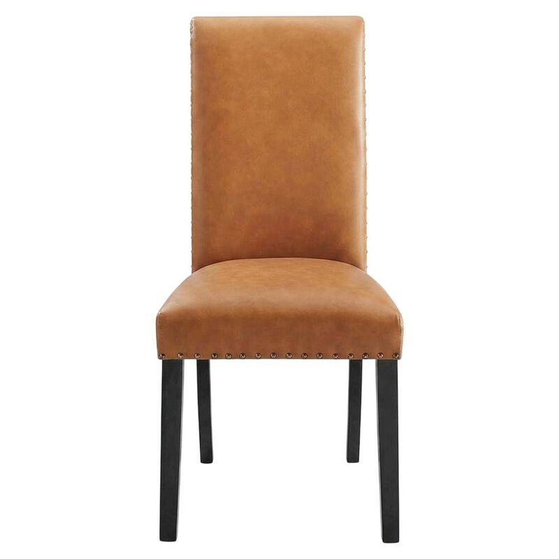 Faux Leather Upholstered Dining Chair with Thick Cushioned Seat, Tan image number 0