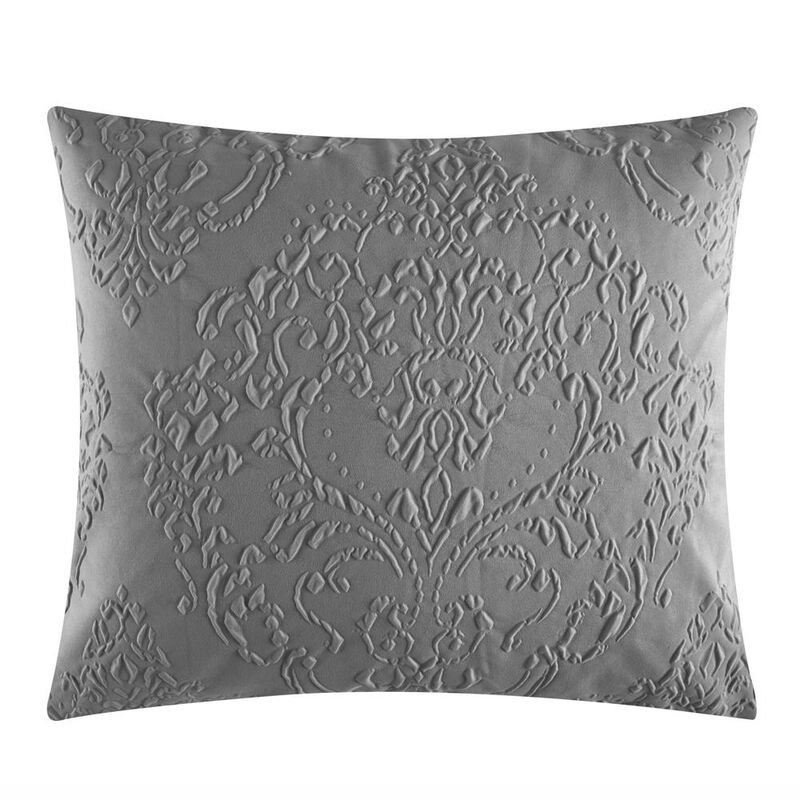 Chic Home Mayflower Comforter Set Embossed Medallion Scroll Pattern Design Bed In A Bag Grey, King