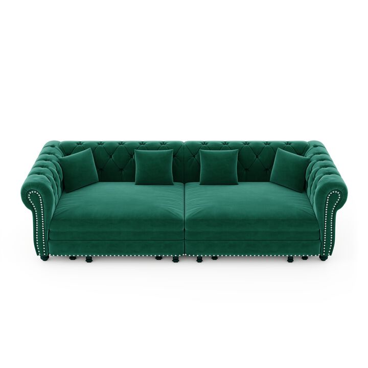 Whisen 3-in-1 Pull-Out Sofa Bed, 3-Seater Sofa, Convertible Sleeper Sofa Bed with Movable Ottoman