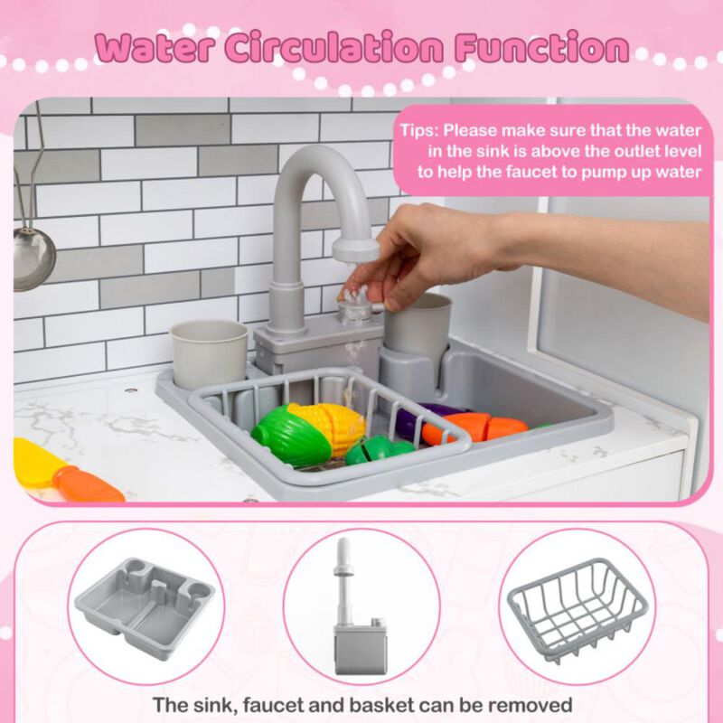 Hivvago Wooden Kitchen Playset with Lights and Sounds for Ages 3+