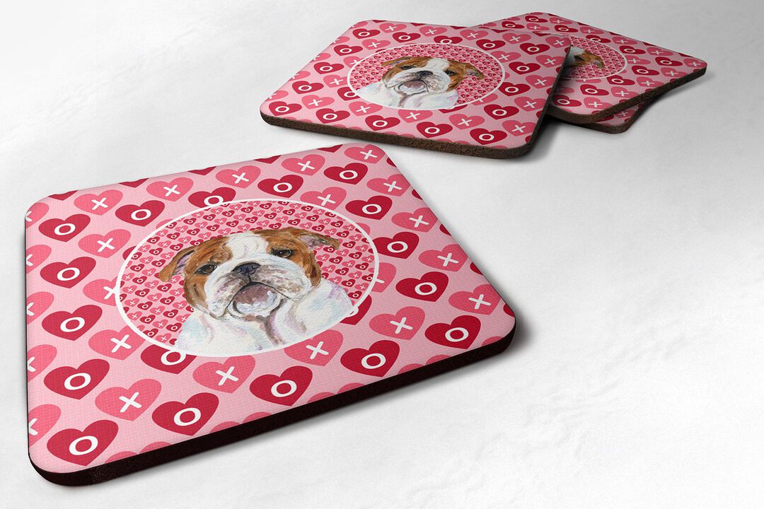 Caroline's Treasures SS4484FC Bulldog English Foam Coasters (Set of 4), 3.5 H x 3.5 W, Multicolor
