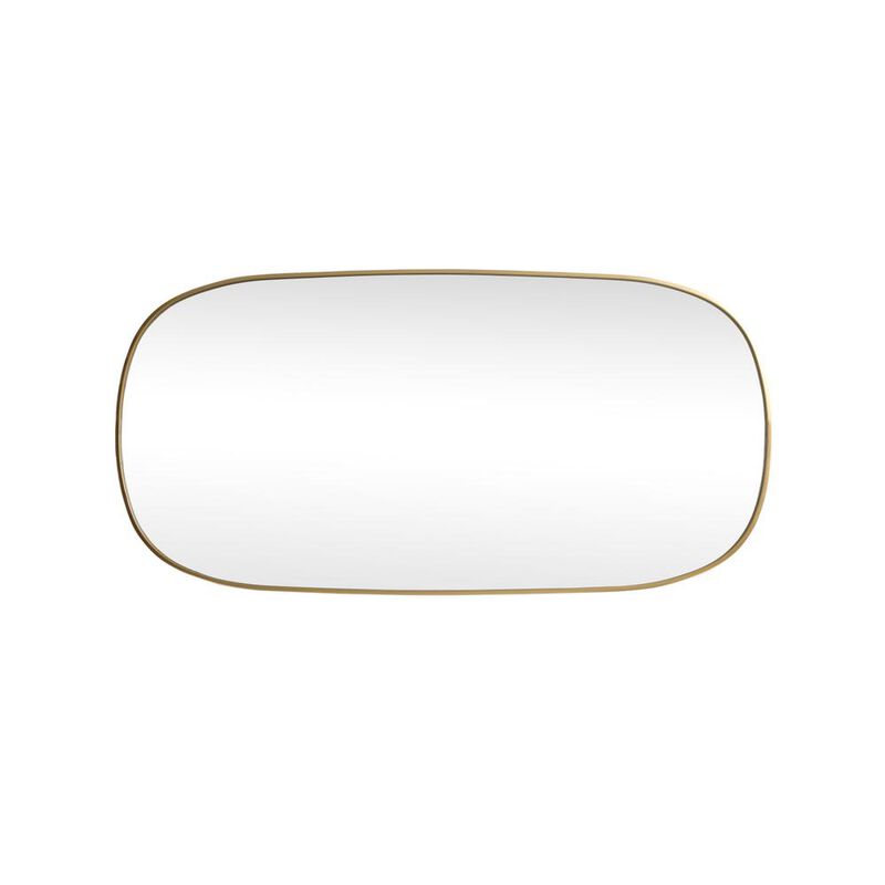 Elegant Decor Metal Frame Oval Mirror 30x60 Inch in Brass