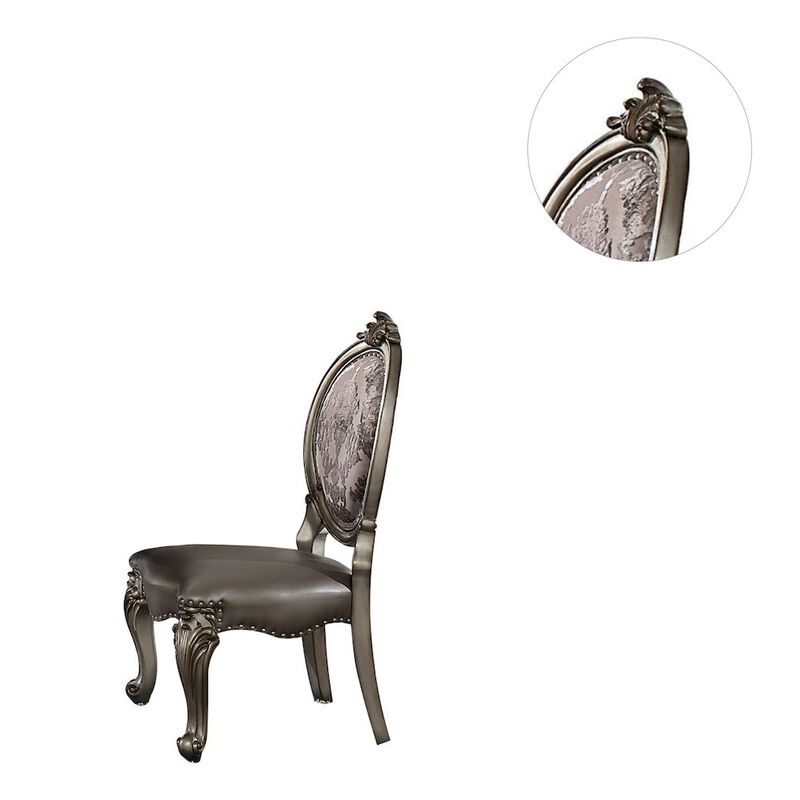 Simple Relax Set of 2 Side Chairs with Nailhead Trim in Silver and Antique Platinum image number 3