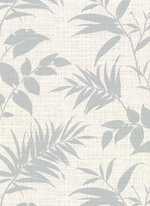 Chandler Off White Botanical Faux Grasscloth Wallpaper