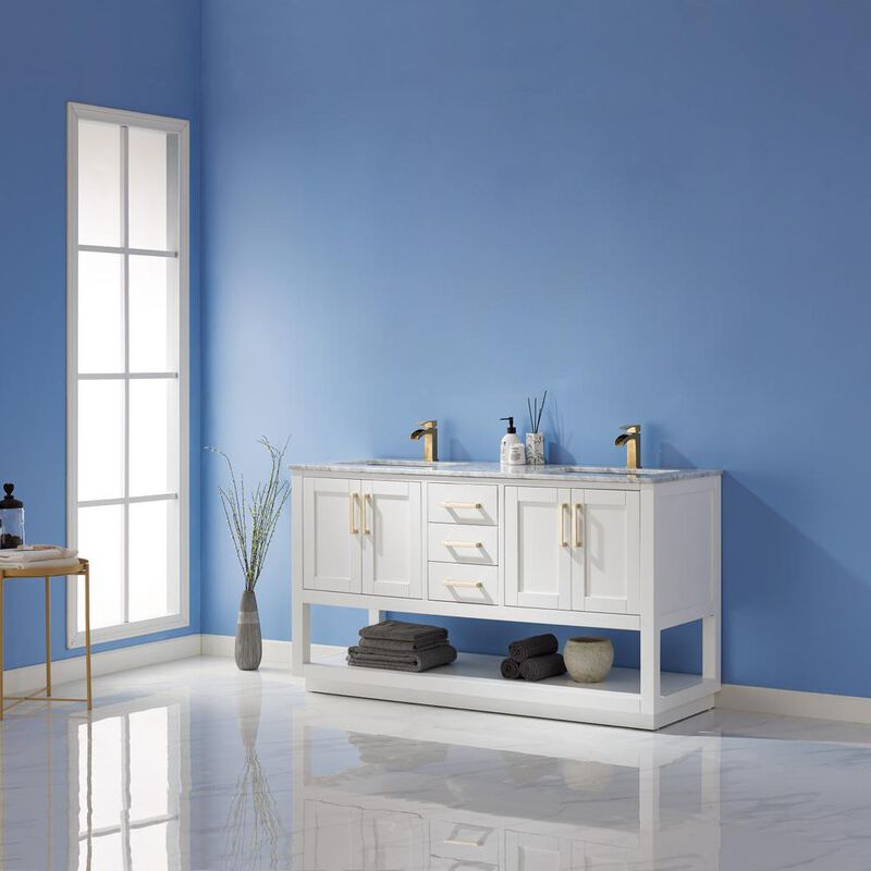 Altair 60 Double Bathroom Vanity Set in White without Mirror