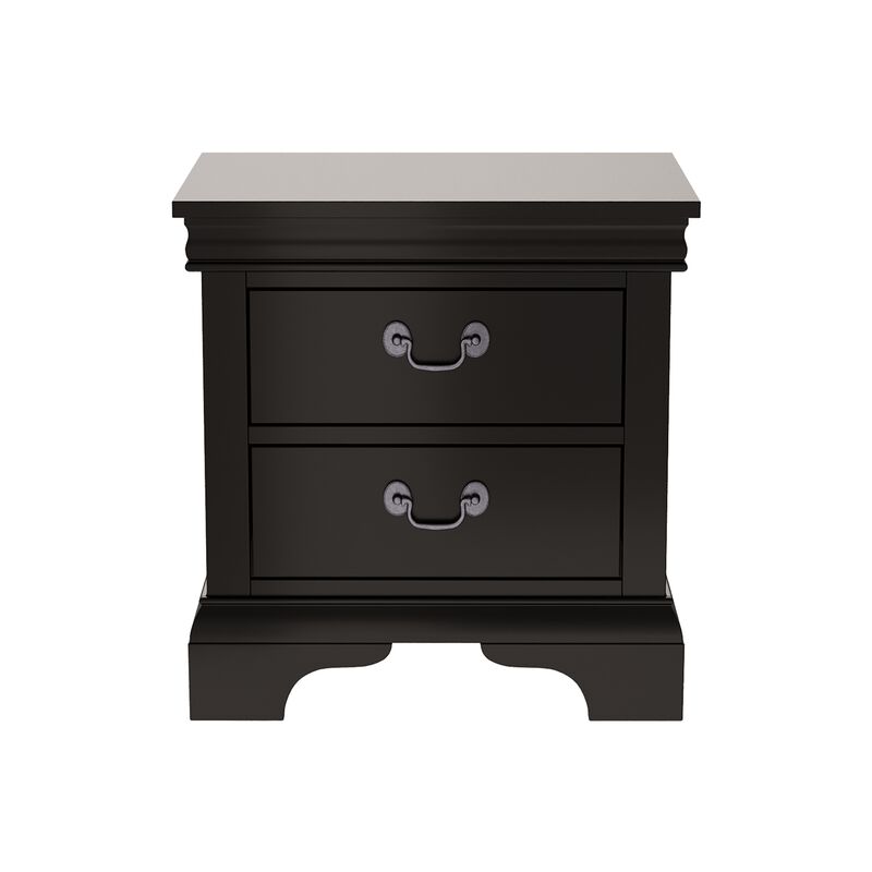 22" Assembled Classic Wooden Nightstand 2-Drawer Antique Pulls image number 6