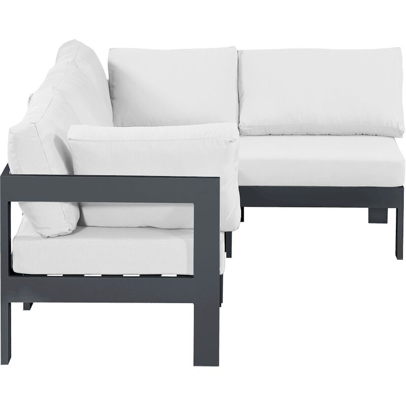 Meridian Furniture Nizuc White Water Resistant Fabric Outdoor Patio Modular Sectional