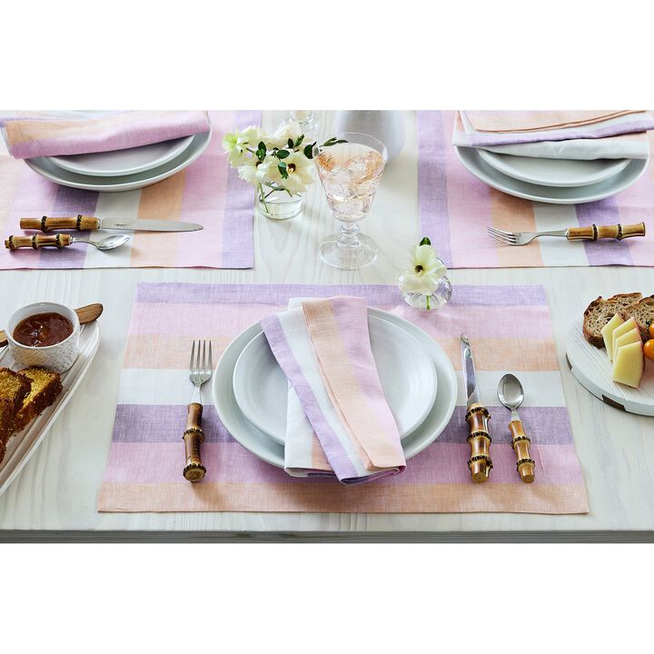 Solino Home Gelato Stripe 100% Linen Placemats &ndash; Set of 4, 14 x 19 in, Machine Washable, Holiday and Everyday Dining