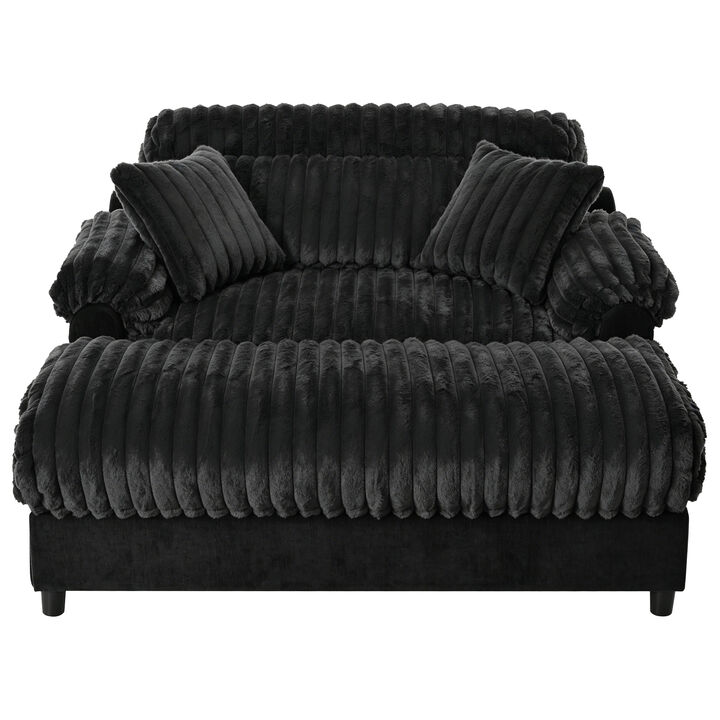 Whisen 62" Accent Chair with 2 Pillows, Faux Fur, Living Room