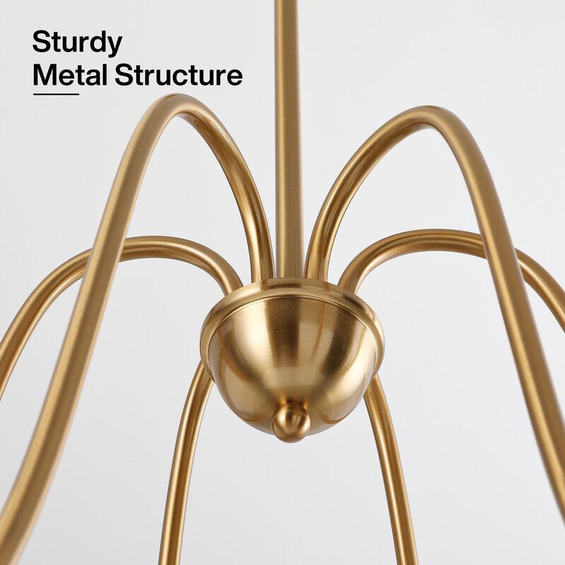 Gold Six-Light Candle Chandelier with U-Shaped Arms, Adjustable image number 8