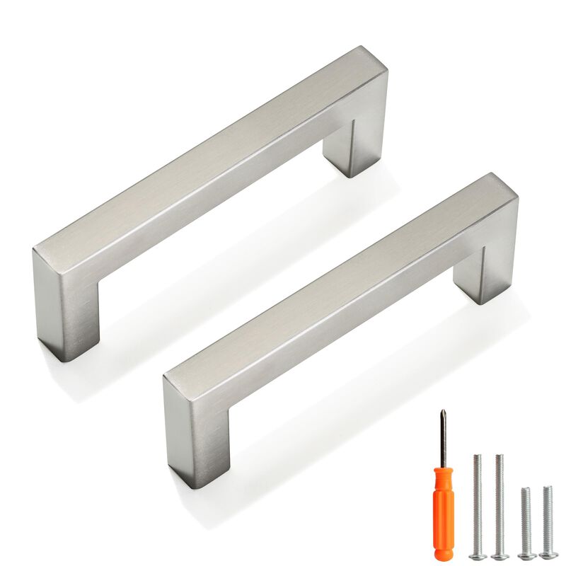 Redunest Cabinet Pulls Brushed Nickel Cabinet Handles Square Drawer Pulls, 30 Pack 3-3/4 Inch Stainless Steel Kitchen Door Cupbo
