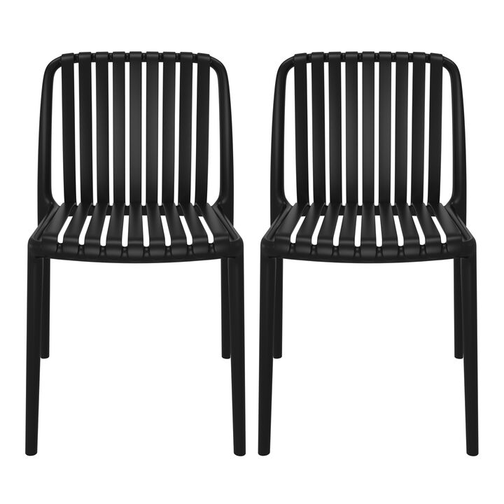 WestinTrends Outdoor Stackable Polypropylene Plastic Dining Side Chairs (Set of 2)