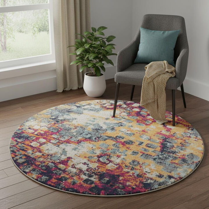 HomeRoots Abstract Round Rug