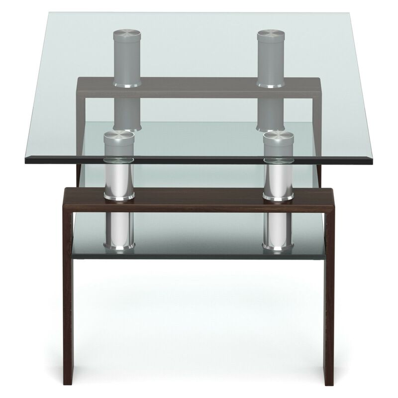 Rectangle Glass Coffee Table with Metal Legs for Living Room