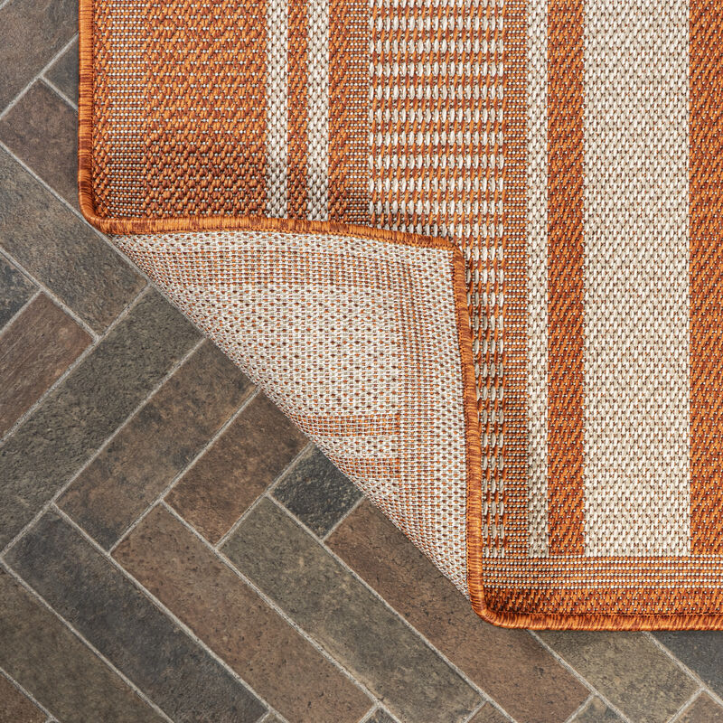 Haynes Modern Double Stripe Indoor/Outdoor Area Rug