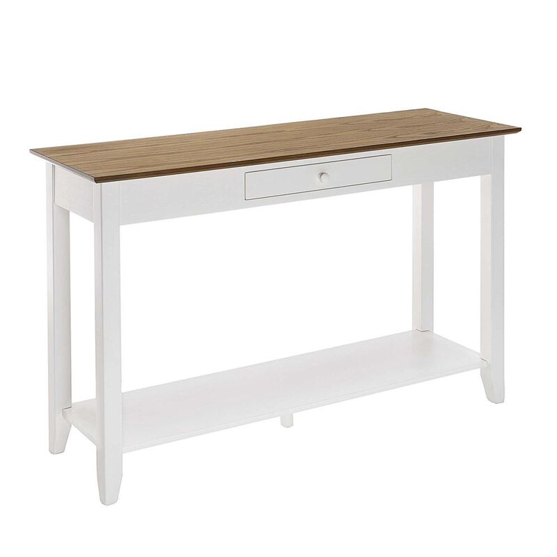 Convenience Concepts American Heritage 1 Drawer Console Table with Shelf, Driftwood/White