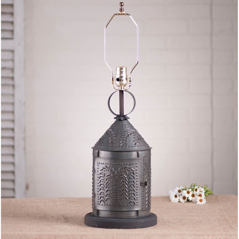 Irvins Country Tinware Fireside Lamp Base With Willow In Kettle Black image number 1