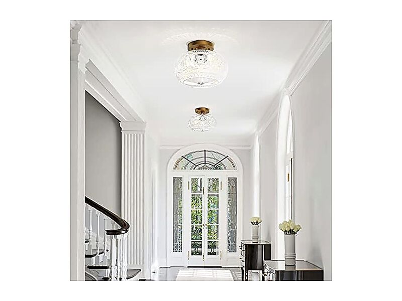 Semi Flush Mount Ceiling Light Globe Glass Fixture Gold Modern Lighting Hallway image number 1