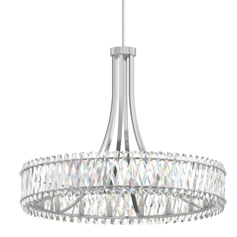 31.5" 12-Light Contemporary Polished Nickel Crystal Chandelier, Circular Ceiling Light for Living Room, Dining Room image number 1