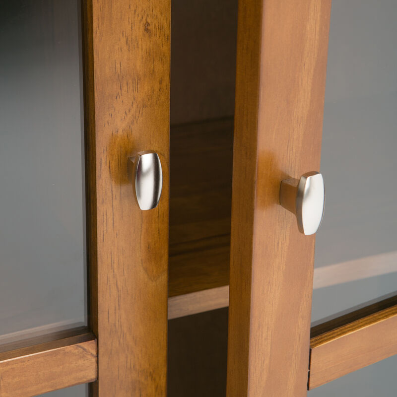 Warm Shaker SOLID WOOD 32 inch Wide Transitional Low Storage Cabinet in Light Golden Brown