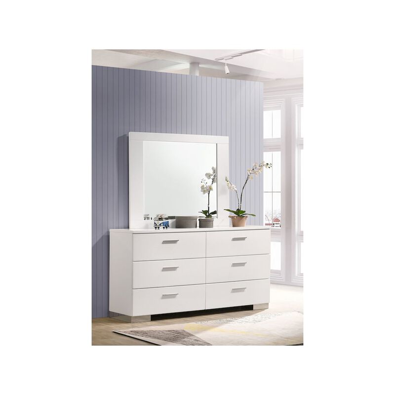 Coaster Co. of America Felicity 6-drawer Wood Dresser with Mirror White High Gloss image number 4