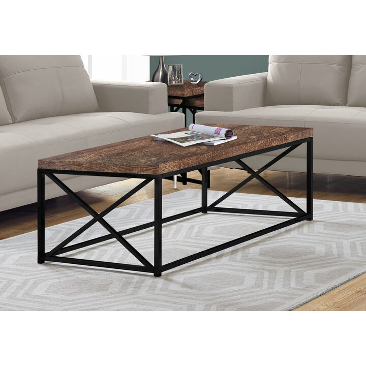 Monarch Specialties I 3416 Coffee Table, Accent, Cocktail, Rectangular, Living Room, 44"L, Metal, Laminate, Brown, Black, Contemporary, Modern