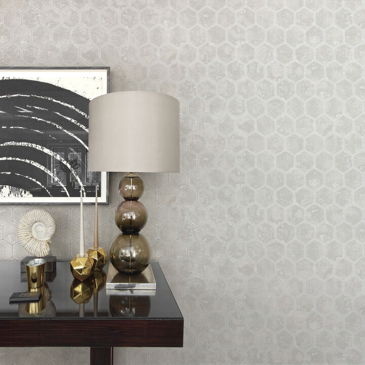 Starling Silver Honeycomb Wallpaper