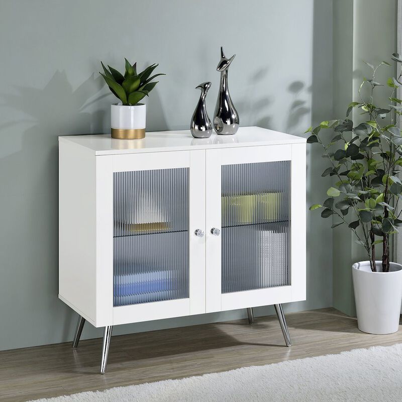 Coaster Nieta 2-door Engineered Wood Accent Cabinet White High Gloss
