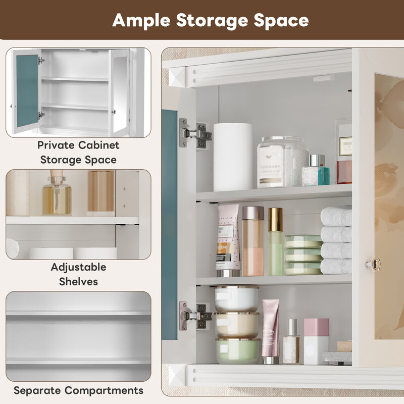 ELEMENT ACE Stylish Wall-Mounted Mirror Cabinet with Adjustable Shelves image number 7