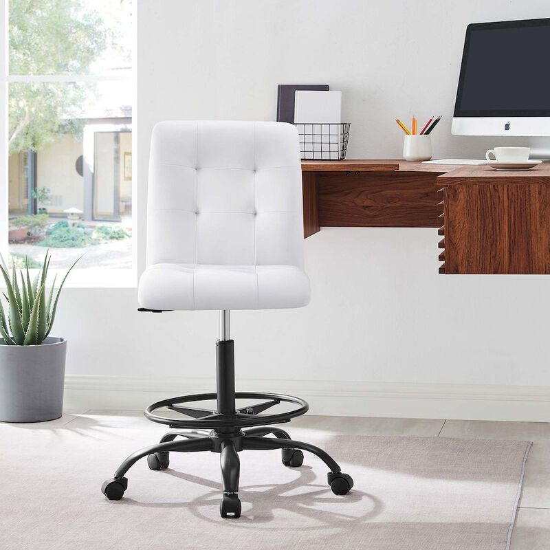 Modway Furniture - Prim Armless Vegan Leather Drafting Chair Black image number 8