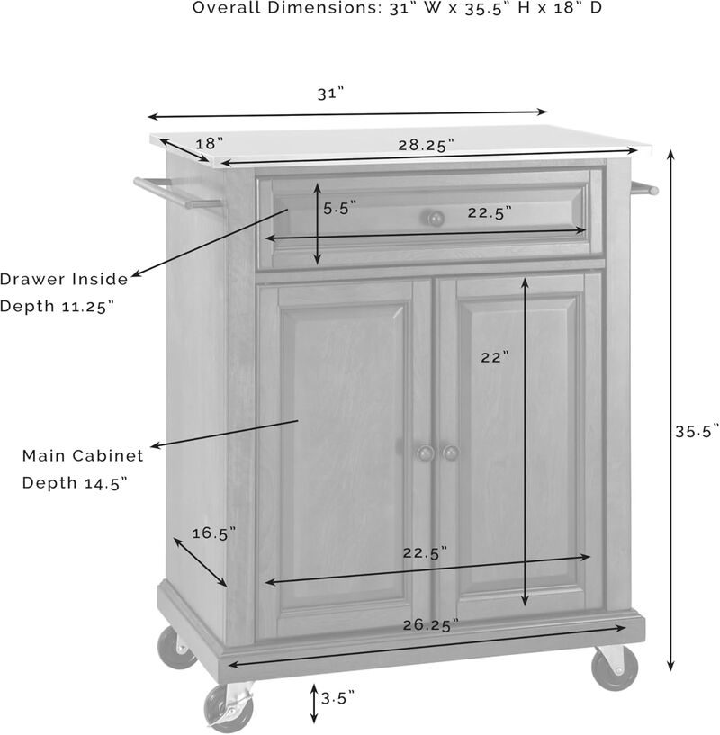 Compact Granite Top Kitchen Cart