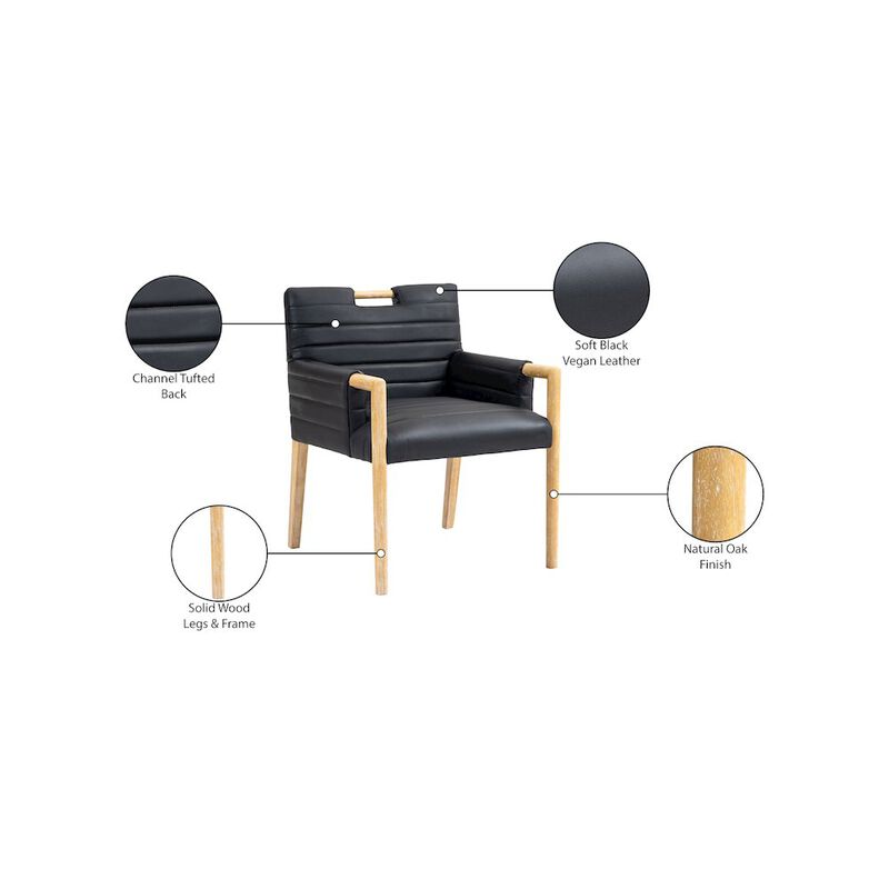 Meridian Furniture Aimee Black Vegan Leather Dining Arm Chair