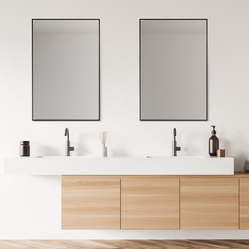Altair Sassi 24 Rectangle Bathroom/Vanity Matt Black Aluminum Framed Wall Mirror