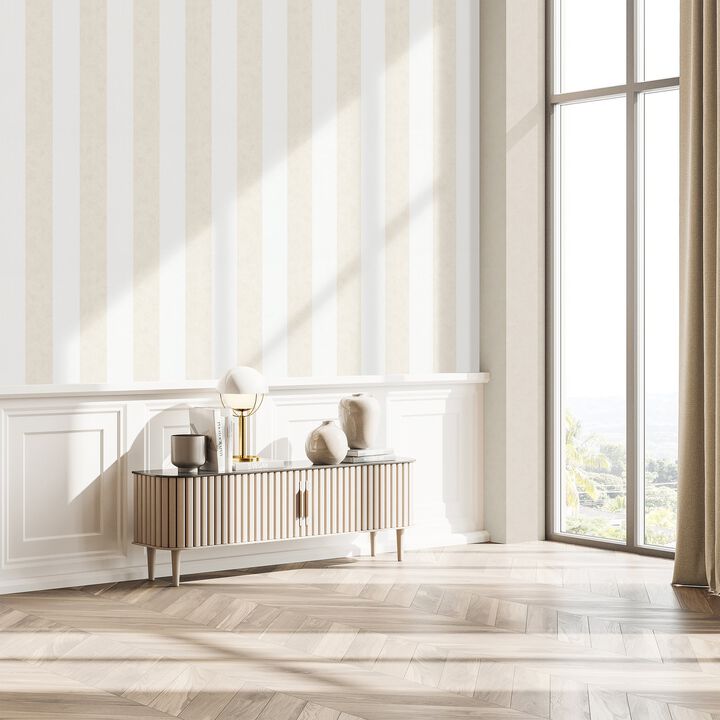 Flora Thick Stripe Beige Wallpaper 34413