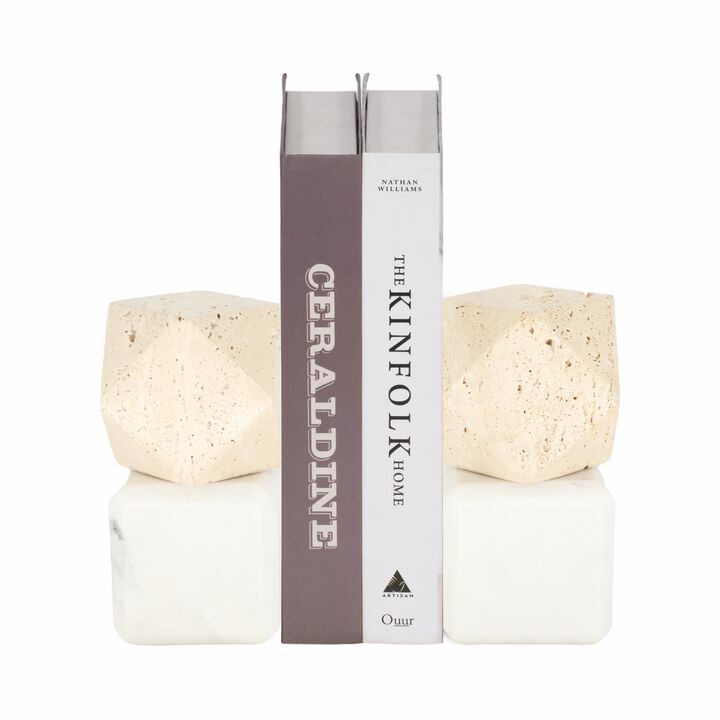 S/2 6" Marble Bookends