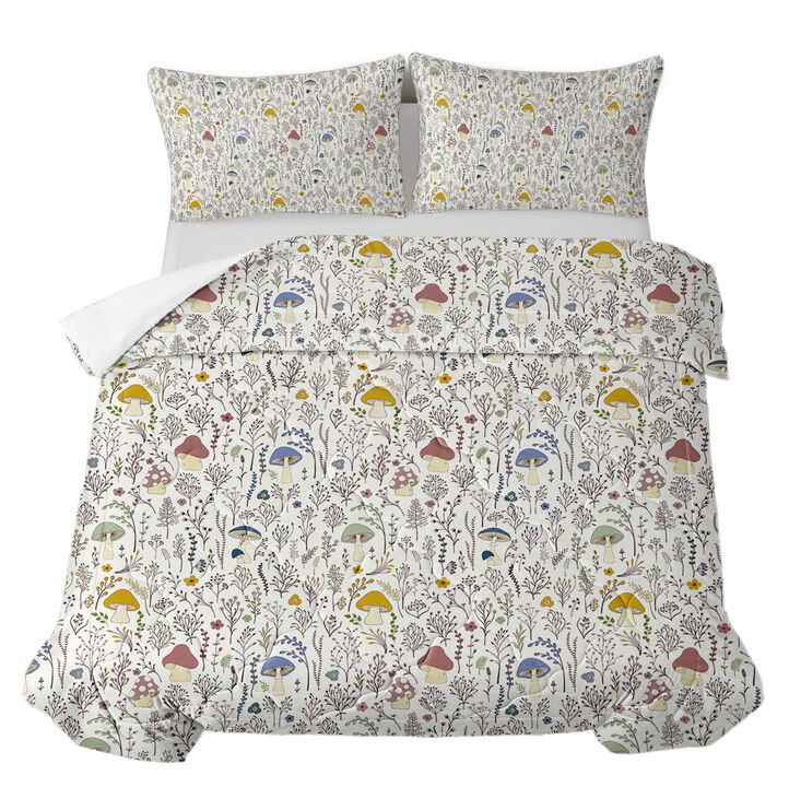 3 Piece Comforter Set Cute Mushroom Design With Pillow Shams For Kids - Twin size