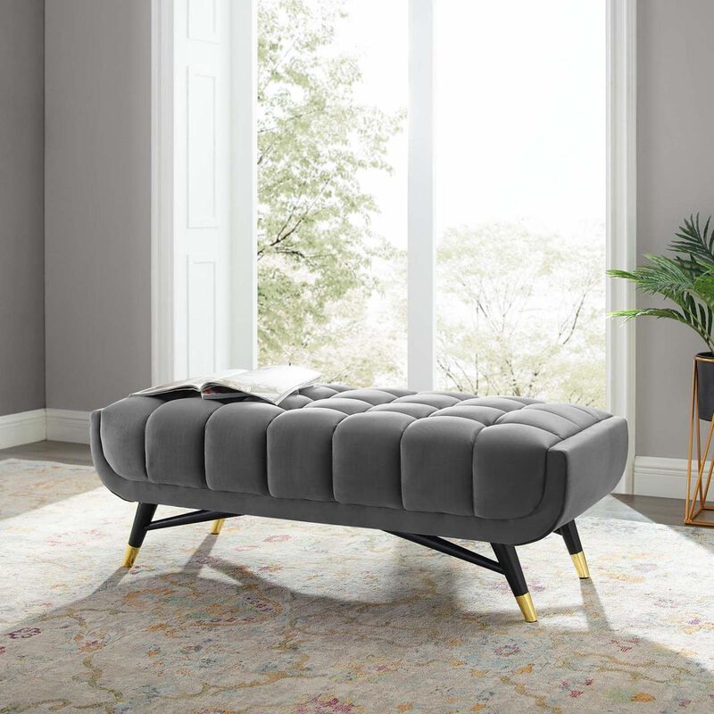 Modway Adept 47.5" Performance Velvet Bench in Gray image number 1