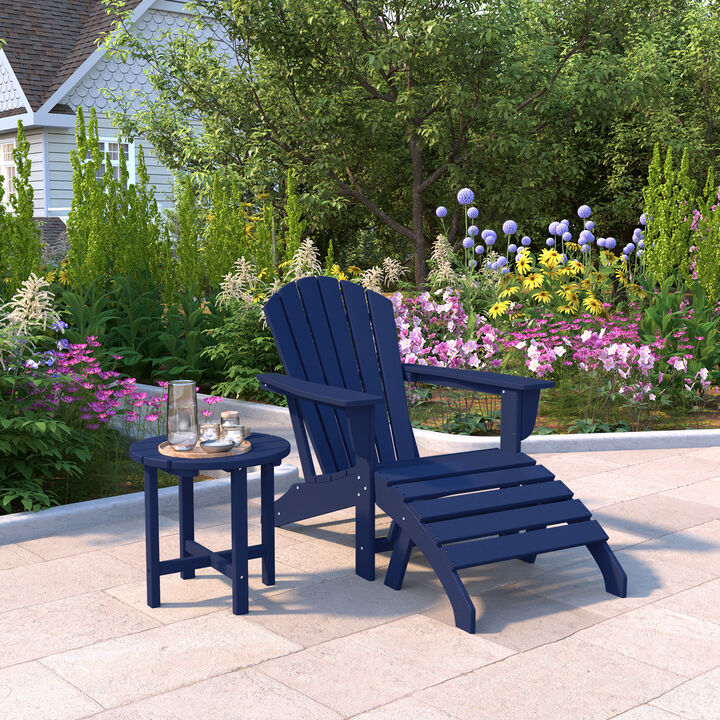 WestinTrends Outdoor Adirondack Chair With Ottoman And Side Table 3-Piece Set