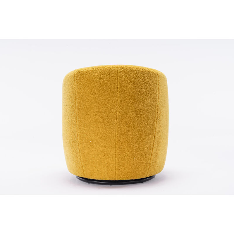 Teddy Fabric Swivel Accent Armchair Barrel Chair With Black Powder Coating Metal Ring, Yellow