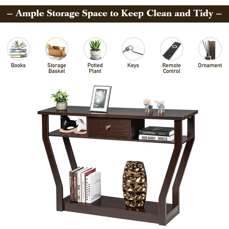Modern Sofa Accent Table with Drawer image number 4