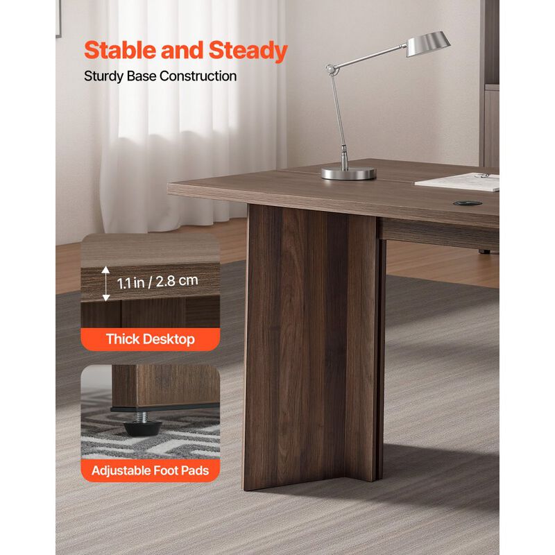 Large 63 Inch Executive Desk with Cable Hole Wooden Office Table image number 7